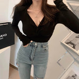 Women's Long Sleeve Shirt Spring Long Sleeve Half-Open Collar Bottoming Shirt