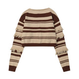 Women Sweater Knitted Cardigan Hanging Color Matching Cropped Sweater Coat