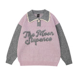 Women Sweater Color Matching Letters Sweater Women's Loose Autumn Sweater