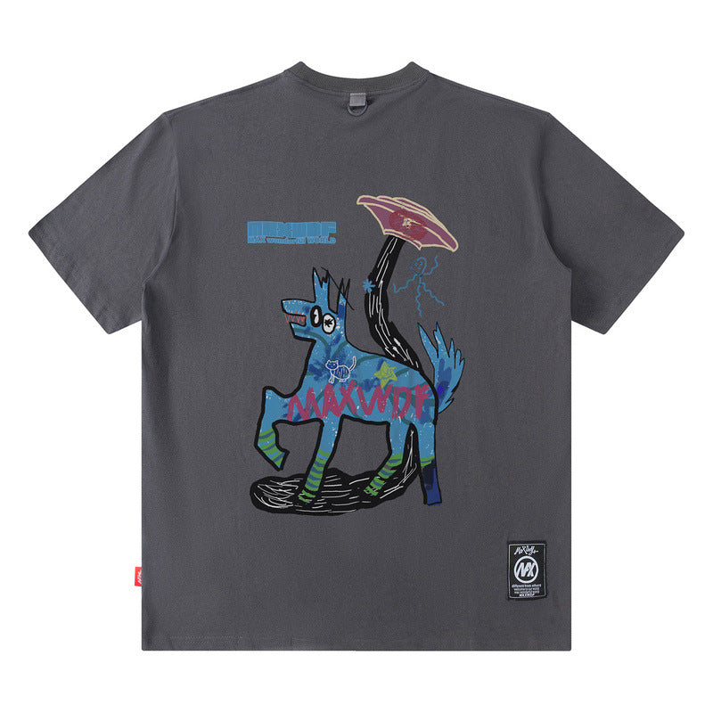 Men T Shirt T-shirt Men's and Women's National Fashion Brand Loose Short Sleeve Couple