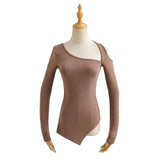 Women T-Shirt Long-Sleeved Top for Women Spring All-Matching Slim Fit