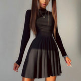 Women Dresses Fall Women's Clothing round-Neck Long-Sleeved Dress