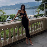 Women Sweater Dress Backless Dress Mid-Length Summer V-neck Tight