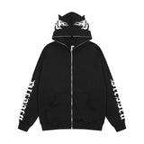Men Hoodie Horn Letter Printed Hoodie Coat