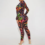 Women Jumpsuit Summer Vintage Printed Tight Jumpsuit