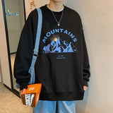 Men Hoodie Crew Neck Sweater Men Harajuku Style Loose Casual Print