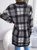 Plaid Trench Coat Ins Style Autumn and Winter Plaid Casual Cardigan Sweater Coat