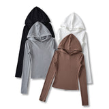 Women T-shirt Hooded Bottoming Shirt Women's Autumn Long-Sleeved Top T-shirt