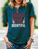 Women's Independence Day T Shirt Pattern Printed Short-Sleeved T-shirt