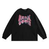 Men Hoodie Letter Print Towel Embroidery round Neck Sweater Men's Loose