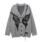 Men Long Sleeve Shirt Gothic Vintage Knitted Jacket Men's and Women's Couple Sweater Cardigan