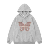 Men Hoodie Butterfly Hooded Sweater Patch Cat Beard Embroidered Pullover Hoodie