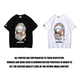 Bathing Ape T Shirt Casual round Neck Short Sleeves Printed Camouflage Color Block T-shirt
