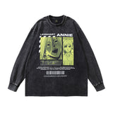 Men Long Sleeve Shirt Washed Long Sleeve T-shirt Men and Women Street Fashion Brand