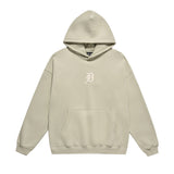 Men Fleece Lined Hoodie Autumn Winter Sweater Male Letter Embroidered Loose Hooded Pullover Long Sleeve Top