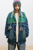 Unisex Jacket Autumn Knitted Stitching Denim Jacket Women's Clothing