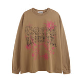Men Long Sleeve Shirt Graffiti Letter Printed Long Sleeve T-shirt Men and Women Casual All-Matching