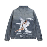 Palm Angle Jacket Angel Washed Distressed Jacket Men and Women Denim Jacket