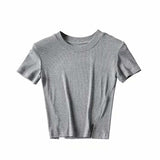 Women T-Shirt Summer round Neck Tight Short Top T-shirt for Women