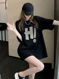 Fashion Women T-shirt Simple Letter