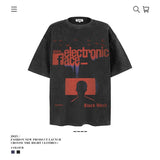 American vintage street T-shirt summer men's loose pure cotton