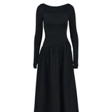 Women Dresses Fall off-Shoulder Slim Fit Elegant Dress Stitching Dress