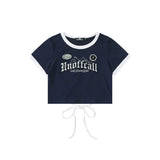 Women T-shirt Letters Embroidered Short-Sleeved T-shirt Girls Summer Casual round Neck