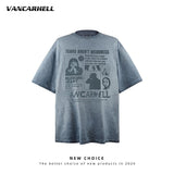 American vintage street T-shirt retro men's loose top