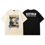 Men T Shirt Vintage Printed Couple Short Sleeve T-shirt Men and Women Ins Style
