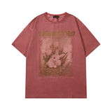 Men T Shirt Vintage Old Wash Couple Short Sleeve T-shirt Men and Women