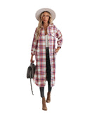 Plaid Trench Coat Spring and Autumn Women's Long Sleeve Plaid Printed