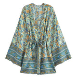 Women T-Shirt Printed Belt Coat Cardigan
