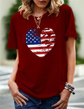 Women's Independence Day T Shirt Pattern Printed Short-Sleeved T-shirt