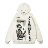 Men Hoodie Line Figure Printed Hoodie Loose Casual Long Sleeves Pullover Hoodie