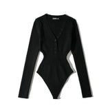 Women T-Shirt Spring V-neck Long-Sleeved Knitted Jumpsuit for Women