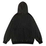 Men Hoodie Letter Printed Washed Distressed Hooded Sweater Men's Casual