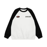 Men Hoodie Color-Block Raglan Sleeves round Neck Men's Casual Loose Long Sleeve
