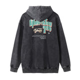 Men Hoodie Cartoon Print Hooded Pullover Hip Hop Loose Worn Washed and Worn Hoodie