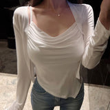 Women Long Sleeve Shirt Vest Long Sleeve Cardigan Jacket U Neck