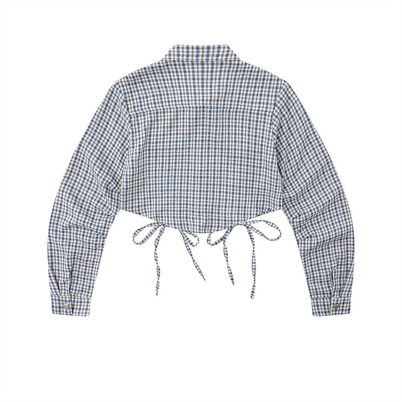 Women Long Sleeve Shirt Women's Autumn Leisure Contrast Color Lapels Shirt