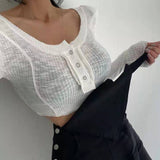 Women Long Sleeve Shirt U Collar Top Women's Short Long Sleeve Bottoming Shirt