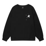Men Hoodie Pentagram Puff Print round Neck Loose Sweatshirt