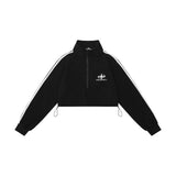 Women Hoodie Short Sweater Spring and Autumn Striped Stitching