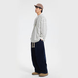 Unisex Hoodie Trendy round Neck Sweater Male Black and White Striped Loose Long Sleeve