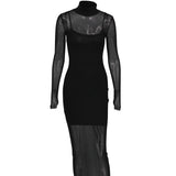 Women Dresses Mesh Sexy 2-Piece Set Long Dress