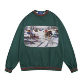 Men Hoodie Spring and Autumn Loose round Neck Sweater Men's Casual Long Sleeve Printed