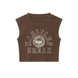 Women Vest Ultra Short Letter Print Vest Women's Hip Hop Summer round Neck Sleeveless