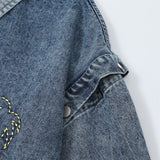 Men Denim Jacket Men's Spring and Autumn Denim Polo Shirt Top