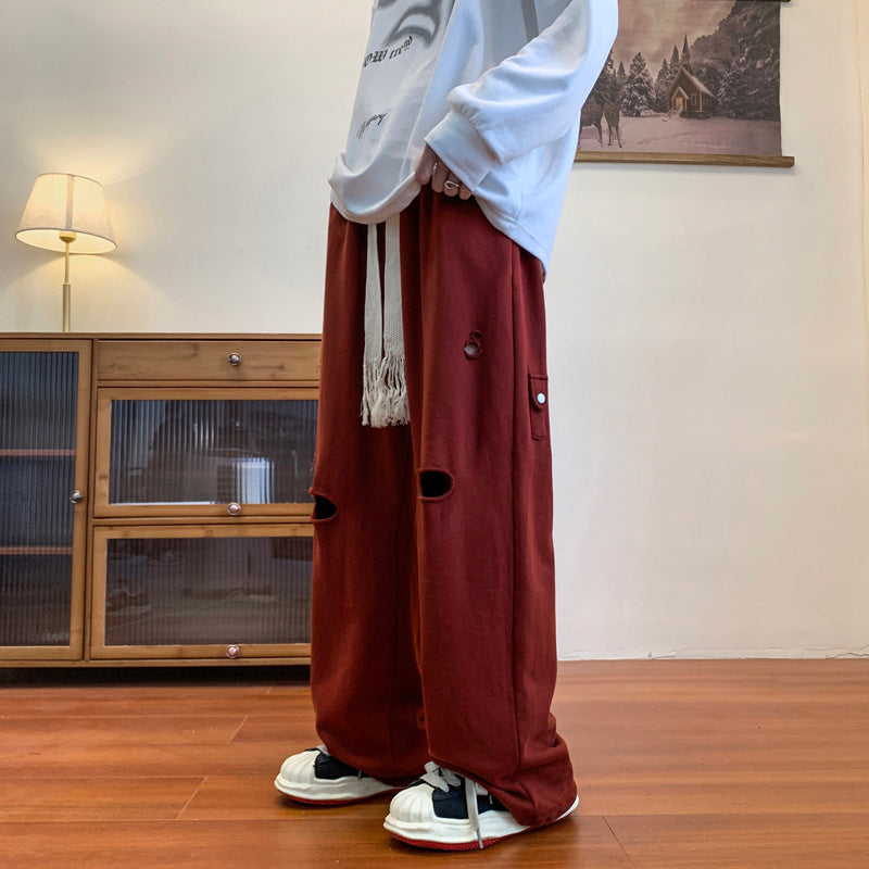 Men Sweatpants Design Hiphop Sweatpants Men Vintage Broken Holes Pants