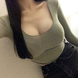 Women Long Sleeve Shirt Short Bottoming Shirt Long Sleeve